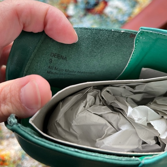 Ultra high heel cutout wedge heels teal green sz 9 - Picture 12 of 12